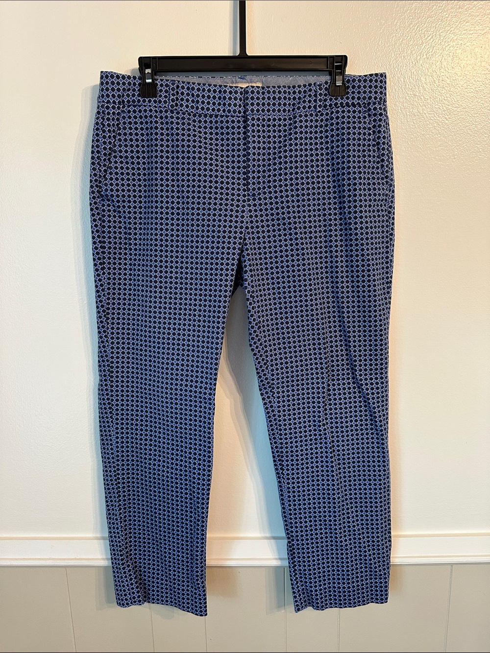 Banana Republic Blue Hampton Fit Geometric Cropped Pants Size 10